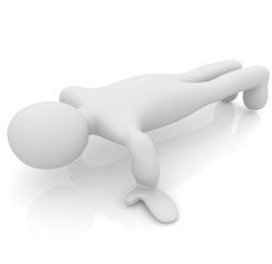 3d man isolated on white. Series: morning exercises - making pus