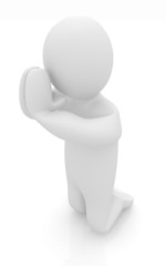 3d mans on his knees. Christian prayer concept