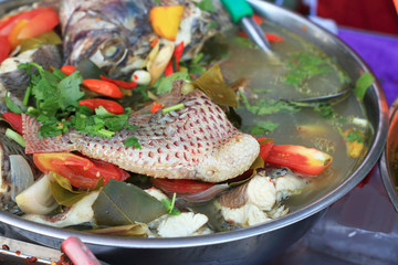 Hot and sour soup snakehead fish - thai food