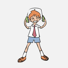 Boy listen music headphone