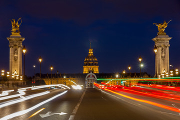 Fototapeta na wymiar Pont Alexandre III at night illumination in Paris, France