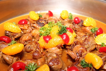 Duck chest roasted with orange sauce