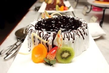 Delicious slice of blueberry cake.