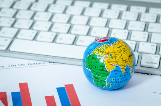 global business charts or graphs with keyboard - Powered by Adobe