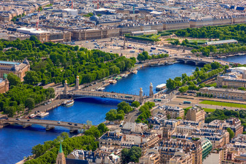View of Paris, Pont Alexandre III and Place de la Concorde from