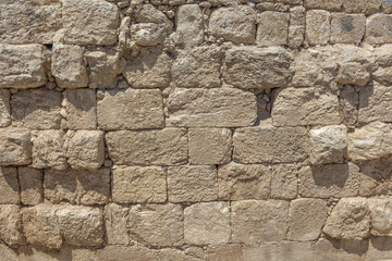 Ancient stone wall on Beit Guvrin. Israel.