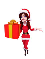 Santa Girl Character with gift box
