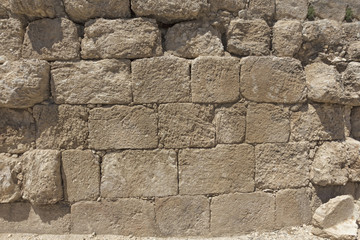 Ancient stone wall on Beit Guvrin. Israel.