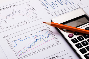 financial analysis concept including statistics graphs charts