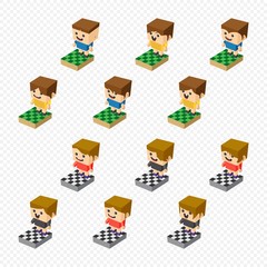 block isometric cartoon character
