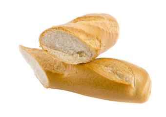 French baguette isolated on white background