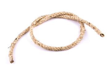 ship rope with a knot isolated on white background