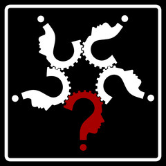 question mark human head team gear symbol, vector,