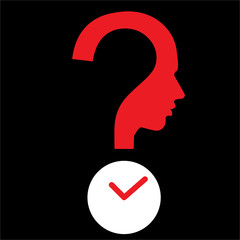 question mark human head with timer, DeadLine symbol, vector