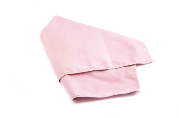Crumpled pink microfiber cloth isolated on white background