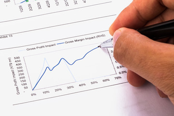 financial analysis concept including statistics graphs charts