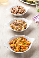 Trittico di gnocchi di patate e castagne  conditi ai funghi