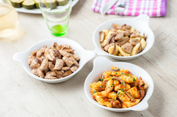 Trittico di gnocchi di patate e castagne  conditi ai funghi