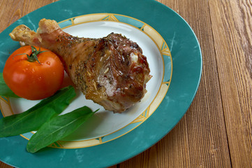 Turkey leg with baked  potatoes