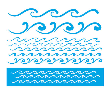 Seamless vector blue wave line pattern
