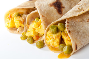 Chapati wrap with paneer curry