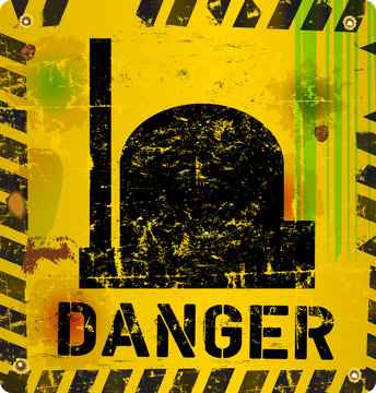 Radiation warning, nuclear power plant, vector illustration