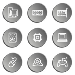 Computer web icons, grey stickers set