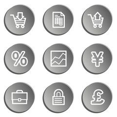 E-business web icons, grey stickers set
