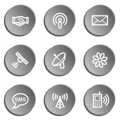 Communication web icons, grey stickers set