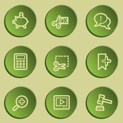 Shopping web icon set 3 , green paper stickers set