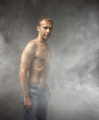 Fototapeta na wymiar muscular man HDR portrait
