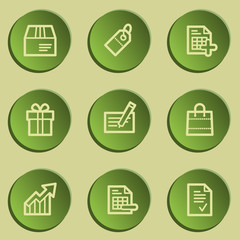 Shopping web icon set 1 , green paper stickers set