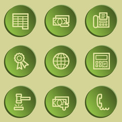 Finance web icon set 2, green paper stickers set