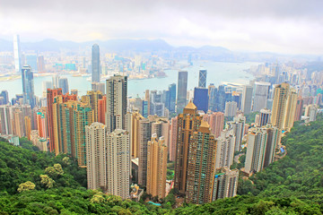 Fototapeta na wymiar Hong Kong skyline. View from Victoria Peak.