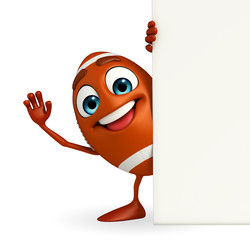 Rubgy ball character with sign board