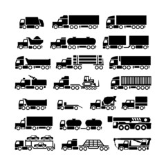 Set icons of trucks, trailers and vehicles © motorama