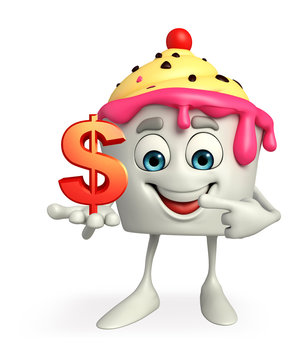 Ice Cream character with dollar sign