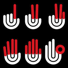 hand gestures counting symbols from 1 to 5, vector