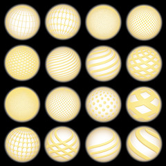Golden planet symbols, vector