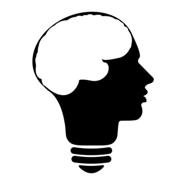 Bulb human head symbol, vector