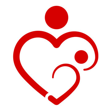 Mother's heart, breastfeeding, vector