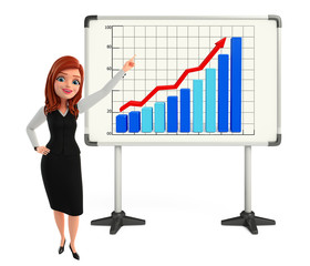 Young Business Woman with business graph