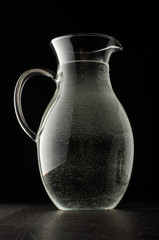 Glass water tank filled with water