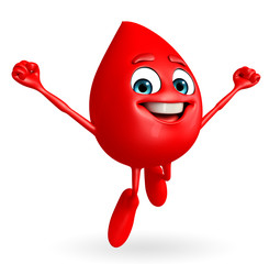 Blood Drop Character with flying pose