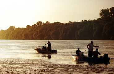 Fishing in sundown