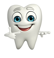 Teeth character is pointing