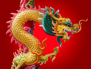 chinese dragon with red background