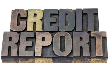 credit report in wood type