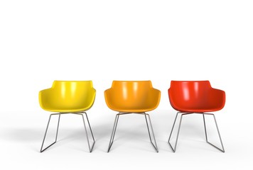 Simple plastic chairs - warm colors