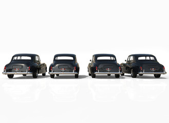 Four classic cars black back